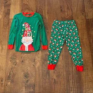 Unisex boy girl Santa Christmas pajamas Sz 10 coral bee long sleeve pants